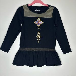 Disney Frozen II Anna girls' black/gold dress 7